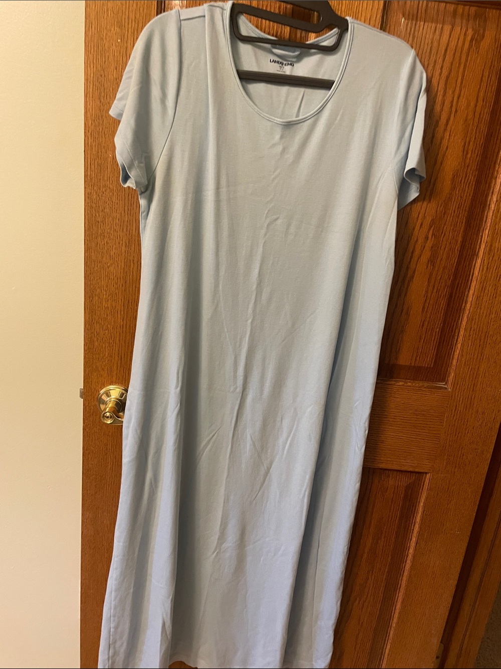 Lands' End Women's Pale Blue Short Sleeve Scoop Neck Tunic Dress